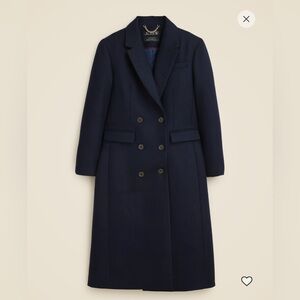 Jcrew Navy Double-breasted topcoat in Italian melton wool blend